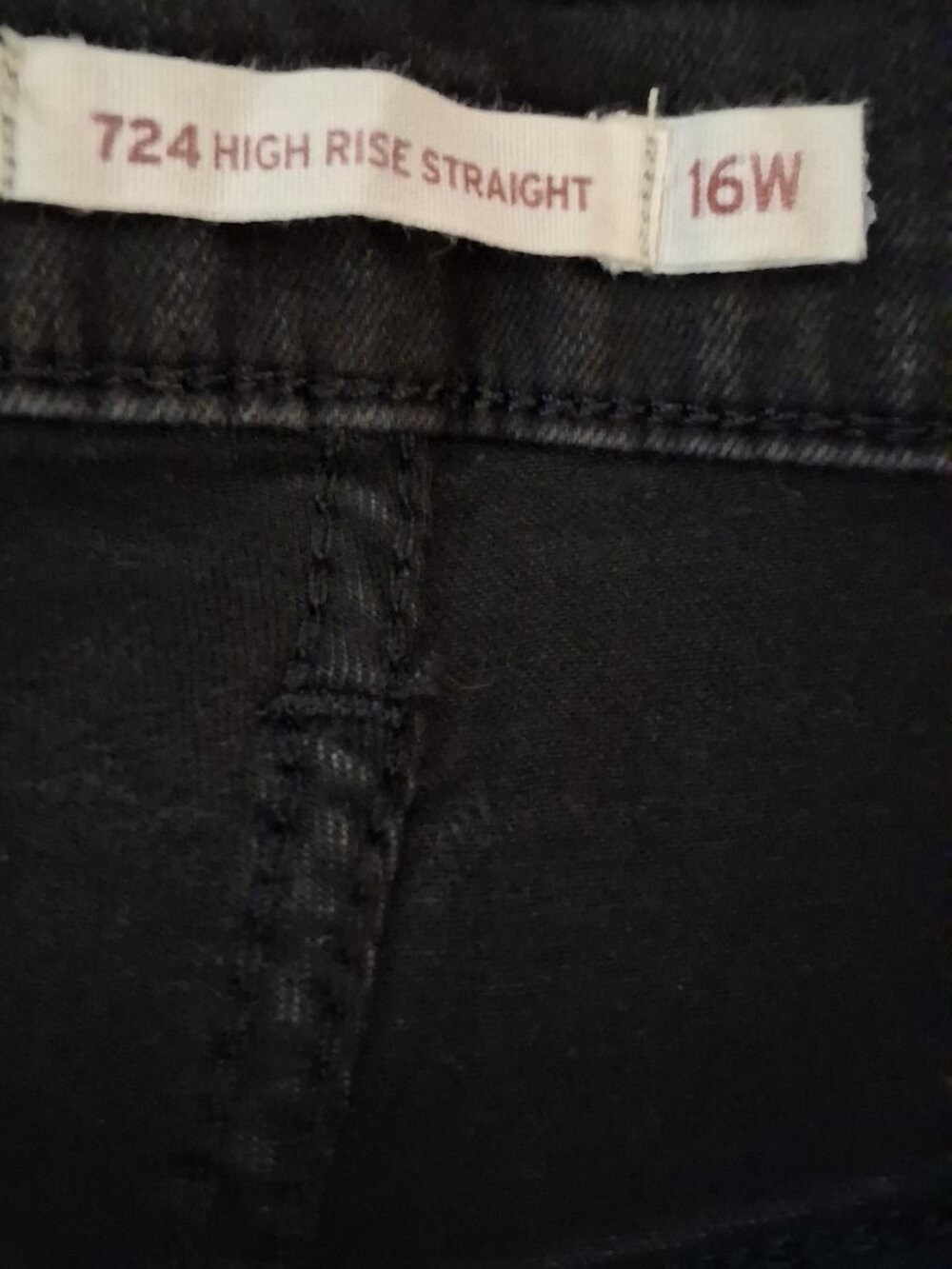 724 LEVI BLACK HIGH RISE STRAIGHT JEANS-16W - Picture 3 of 8